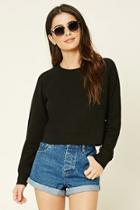 Forever21 Women's  Black French Terry Knit Pullover
