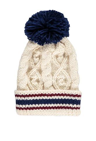 Forever21 Stripe-trim Pom Beanie