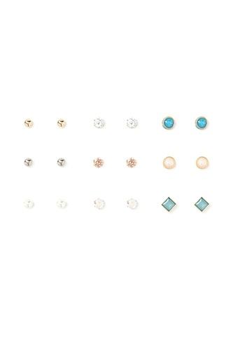 Forever21 Gold & Mint Faux Pearl Stud Set