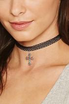 Forever21 Black Etched Cross Choker
