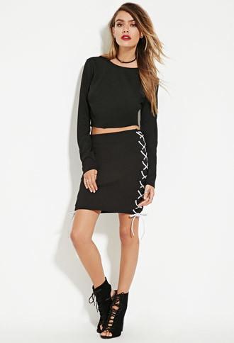 Forever21 Women's  Eric + Lani Lace-up Sides Skirt