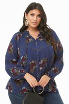 Forever21 Plus Size Wildflower Print Peasant Top