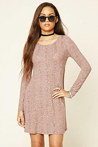 Forever21 Women's  Burgundy Marled Swing Dress