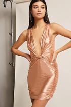 Forever21 Plunging Metallic Mini Dress