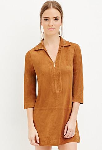 Forever21 Collared Faux Suede Dress