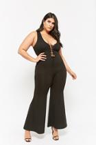 Forever21 Plus Size Lace-up Flare Jumpsuit