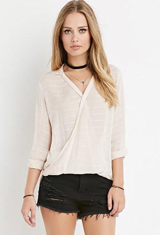 Forever21 Tonal-stripe Twisted Hem Top