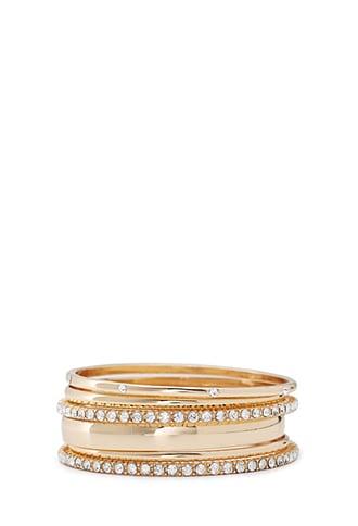 Forever21 Textured & Rhinestoned Bangle Set