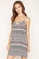 Forever21 Women's  Black & Cream Abstract Print Cami Mini Dress