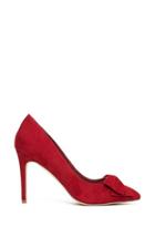Forever21 Women's  Red Faux Suede Bow Pumps