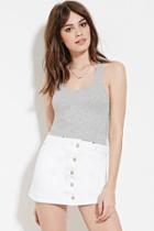 Forever21 Women's  Heather Grey Racerback Ribbed Crop Top