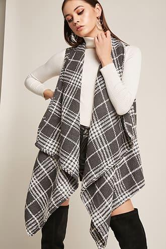Forever21 Draped Plaid Vest