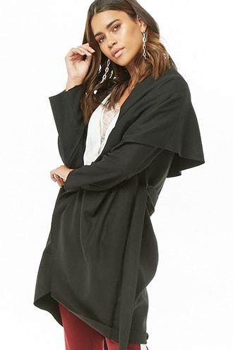 Forever21 Brushed Belted Drape-front Coat