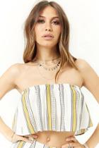 Forever21 Flounce Geo-striped Crop Top