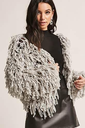 Forever21 Fringe Open-front Sweater