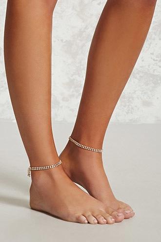 Forever21 Iridescent Rhinestone Anklet Set