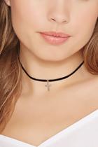 Forever21 Cross Charm Velvet Choker