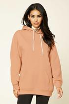 Forever21 Women's  Apricot Heathered Fleece Hoodie