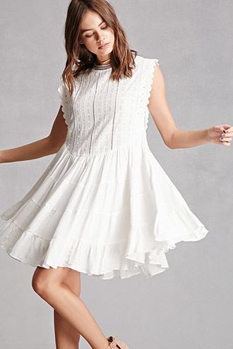 Forever21 Crochet Striped Crew-neck Dress