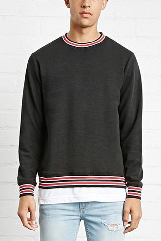 21 Men Men's  Stripe-trimmed Sweater
