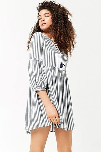 Forever21 Striped Split Neck Dress