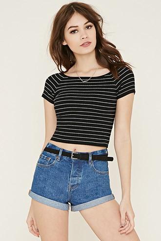 Forever21 Women's Stripe Boat-neck Top
