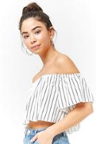 Forever21 Pinstriped Off-the-shoulder Crop Top