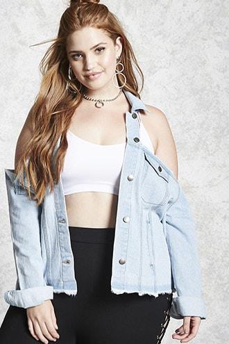 Forever21 Plus Size Washed Denim Jacket
