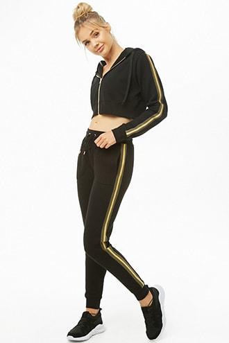 Forever21 Active Striped-trim Sweatpants