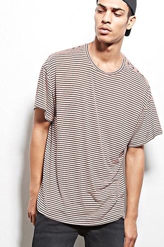 21 Men Men's  Pink Thread Workshop Stripe Tee