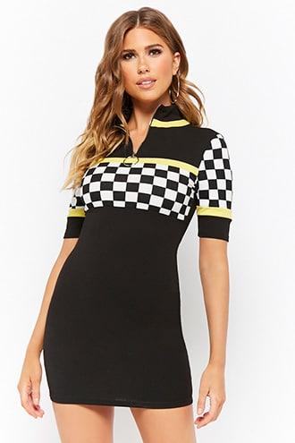 Forever21 Checkered-panel Mini Dress