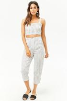 Forever21 Striped Linen-blend Ankle Pants