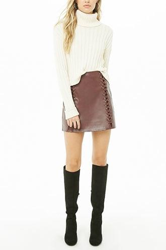 Forever21 Lace-up Faux Leather Mini Skirt