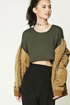Forever21 Women's  Drop-sleeve Crop Top