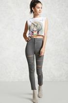 Forever21 Raw-cut Distressed Skinny Jeans
