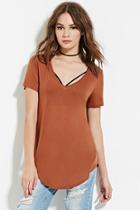 Forever21 Women's  Chestnut V-neck Tee