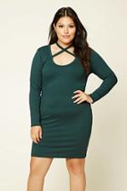 Forever21 Plus Women's  Hunter Green Plus Size Bodycon Choker Dress