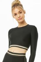 Forever21 Active Metallic Striped Crop Top