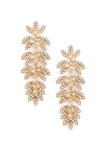 Forever21 Faux Pearl Leaf Drop Earrings