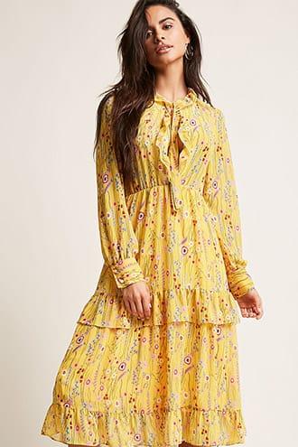 Forever21 Tie-neck Floral Dress