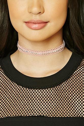 Forever21 Pink Scalloped Iridescent Choker
