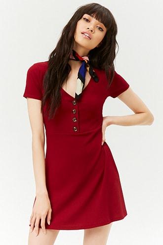 Forever21 Button-front Skater Dress