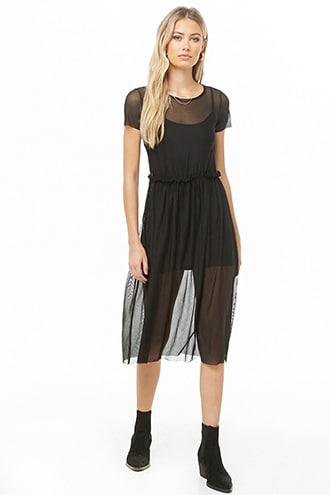 Forever21 Shirred Mesh Dress