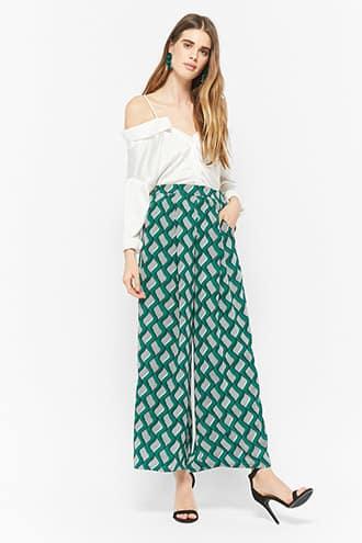 Forever21 Wide-leg Geo Print Pants