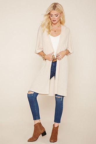 Forever21 Women's Nude & Cream Marled Knit Drape Cardigan