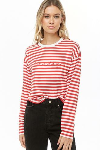 Forever21 Sundaze Graphic Striped Tee