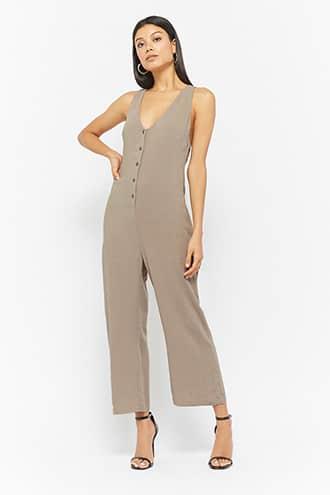 Forever21 Button-front Racerback Jumpsuit