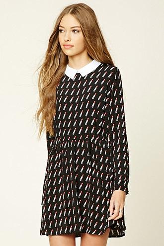 Forever21 Women's  Collared Lipstick Dress