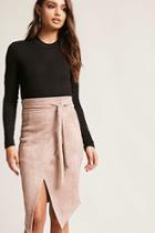 Forever21 Faux Suede Mock-wrap Skirt
