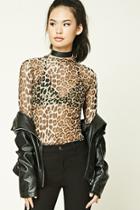 Forever21 Leopard Print Mesh Top